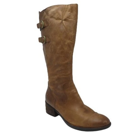 Born Shoes - Born Tall Riding Boots Womens 12 Brown Leather Heeled Buckles Boho